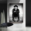 Famosa estrela de cinema Charlie-Chaplin- Poster de pintura de tela e impressão de arte de parede abstrata para decoração de casa de sala Cuadros