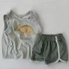 Milancel Summer Baby Clothing Set Toddler Vest Tee and Shorts 2 PCS Suit Dinosaur Print Boys Comples 220507