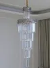 Hänglampor stor trappa kristallkronkronor lyxiga långa hängande lampor guldbelysning chassi för loft lobby villa trappa vardagsrum