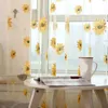 Curtain & Drapes Translucent Sunflower Valance Door Room Divider Drape Light Breathable Decoration Fresh Tulle Sheer Beauty CurtainCurtain