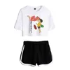 T-shirt femme dames costume Simple et Ponyo deux pièces ensemble nombril filles costumes literie plage femme doux taille élastique Shortsfemmes