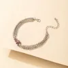 Braccialetti di pietra viola bohémien Catena spessa punk Lega di colore argento Accessori per gioielli a catena regolabili in metallo