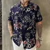 en stock XXXL Blouses été nouvelle chemise européenne et américaine cardigan imprimé pour hommes TOP automne à manches courtes crâne imprimé chemises pour hommes
