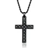 Pendant Necklaces Stainless Steel Punk Rock CNC Stone Pave Men Fashion Hip Hop Cross Necklace Jewelry Gift For Him With Rope ChainPendant