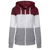 Casual Slim Big Size Clothing Women 5xl Korean Zip Up Hoodie Långärmning Poleron Kontrast Patchwork Kangaroo Pocket Sweatshirt L220706