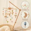 3pcs bébé berceau mobile hochet jouets avec boîte à musique en bois lit cloche support jouet éducatif nordique suspendu décor accessoires cadeaux 220428