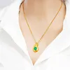 Necklaces Pendant For Women Imitation Jade 24K Gold Plated Lock Money Bag Party Inniversary Jewelry3351