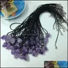 Pendant Necklaces Pendants Jewelry Natural Crystal Amethyst Rough Stone Necklace Wholesale Drop Delivery 2021 Dhtq1