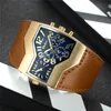 Oulm New Watches Men Luxury Brand منطقة زمنية متعددة من الذكور الكوارتز Wristwatch غير الرسمي حزام جلدي ساعة Relogio Maschulino258r
