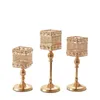 Candle Holders Wedding Centerpieces Candelabra Party Decorations Crystal Candlestick Shiny Gold Square For Home DecorCandle