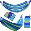 250x80cm 2 Persons Striped Hammock Outdoor Leisure Bed Thickened Canvas Hanging Bed Sleeping Swing Hammock For Camping Hunting 220606