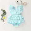 Citgeett Summer Solid 024M born Baby Girl Clothes Ruffle Cotton Romper Sleeveless Jumpsuit Outfit Sunsuit 220707