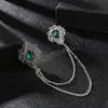 Korean Fashion Crystal Rhinestones Brosch Tassel Chain Lapel Pin Suit Shirt Shirt Collar Wedding Party Brosches Smyckesgåvor