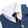 Neonato Vestiti Estate Cotone Pagliaccetto formale Gentleman Tie Outfit Neonato Abbigliamento monopezzo Bel bottone Tuta Tuta da festa 967 E3