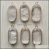 Konst och hantverk Natural Stone Section Oval Shape Connector Charms Rose Quartz Blue White Crystal Pendants For Jewelry Acces Sports2010 Dhwyu