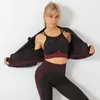 Women Fitness Sport Yoga Suit Seamles Yoga Sets Long Sleeve Yoga Clothing Female Sport Gym Suits Wear Running Clothes 220517