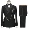 Moda czarna sukienka ślubna męska podwójna kołnierz Design Groomsmen Tuxedos Nowy projekt Slim Fit Man Blazer