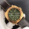 47mm Watches Men Bronze Watch Green Dial Mens Automatic Cal.P.9000 Movement 382 Officine Leather VS Pam VSF Sapphire Calendar 3 days Firenze Wristwatches