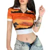 Kvinnors polos enkla smala stativ krage kortärmade grödor kvinnor sommar anime harajuku spets singel breasted plus size 2022 Womens kvinnor ''