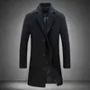 Autumn Winter Men Coat Trench Long Trench Men Korean Slim Fit Plus Size Wool Maniche a maniche lunghe kaki topcoat 4xl 5xl L220725