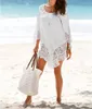 Cover-ups 2022 White Cotton Tunic Beach Dress Summer For Women Beachwear Swimsuit Cover Up Woman Sarong Palge Women's Swimwear