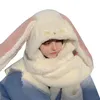 Beretten zoete cartoon oor hoed schattig winter geschenk winddicht sjaal en handschoenen zetten dikke hoodies met mittenberetten baretsberets