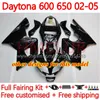 Motorcarrosserieën voor Daytona600 Daytona650 02-05 Carrosserie 148No.27 Kuipdelen Daytona 650 600 CC 02 03 04 05 Daytona 600 2002 2003 2004 2005 ABS Kuipset wit zwart