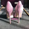 Różowe błyszczące pompki kobiety 12 cm cienkie buty na wysokim obcasie seksowne brokat skóra jasna spiczaste palce samice bleletto bling lf015 Chensir9220513