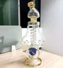 Yellow 16 inch Thick Glass Water Bong Hookahs with Spring Pipes Recycler 14 mm female Joint Smoking Pipes