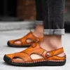 Sandales été hommes cuir classique romain pantoufle extérieur Sneaker plage caoutchouc tongs eau Trekking sandales sandales