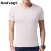 Cool T-shirt Men 95% Bambu Fiber Hip Hop Basic Blank White T-shirt för Men266F