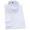 Mandarin bussiness formella tröjor för män pinase står krage solid vanlig vit klänning skjorta regelbundet passform långärmad manliga toppar 220330