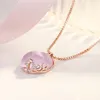 Rose Gold Hibiscus Stone Powder Crystal Apple Halsband Pendant Womens Sweater Chain Pendant Jewelry Clavicle Necklace