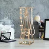 Smyckespåsar väskor gyllene fancy skrivbord halsband örhängen krokar armband hållare robust arrangör slät yta för sovrumjawelry