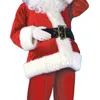 Санта -Клаус Костюм для одежды Санта -косплей костюмы для взрослых красный плюшевый рождественский костюм 7шт/сет Рождественский причудливый платье.