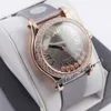 Happy Sport 36 274808 A2892 Automatyczne damskie panie Watch Rose Gold Diamonds Bezel Grey Teksturowane markery rzymskie Satin Pasp Su7623242