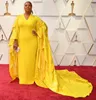 Yellow Two Pieces V Neck Long Evening Prom Dress Celebrity Dresses Oscar Red Carpet Dresses
