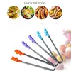 DHL Bar Outils Mignon Creative Petit Silicone Clip Antidérapant En Acier Inoxydable Mini Alimentaire Glace Carré Suger BBQ Pinces Clips Cuisine Produits FY5348 GG0727