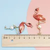 10 adet Emaye Inci Flamingo Charms DIY El Yapımı Pembe Kuş Kolye Bilezik Kolye Küpe Kolye Takı Aksesuar