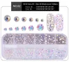 Box Multi Size Cristallo Unghie Decorazioni Acrilico Rotondo Colorato Glitters Strass Nail Art fai da te