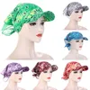 Brede randmutsen 2022 Simple Ladies Sun Hat Printing Square sjaal met headscarf Beach Summer Cap voor vrouwen anti-ultraviolet reizen Scot22