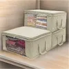 Non-woven Foldable Storage Bags Dustproof Portable Clothes Organizer Box Transparent window Household Quilt Comforter Container Bag