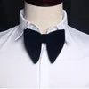 Mignon noeud papillon hommes grand papillon solide en peluche velours grandes femmes pointu corne noir nœud papillon robe cravates fête de mariage 2 pièces 2842