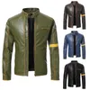 Men's Jackets European And American Men's Wear Used Motorcycle Leather Jacket Youth Stand Collar Punk JacketMen's