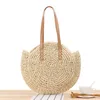 Borsa a tracolla rotonda in paglia bohémien a tracolla Borse a tracolla intrecciate da donna in Wikcer vuote Borse in rattan fatte a mano Borsa estiva grande da spiaggia Trave315O