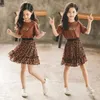 소녀를위한 여름 옷 Leopard Print Girls Tshirt   Skirt Girls Clothes 10 대 어린이 의상 220425