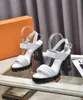 Nouvelle marque femmes sandale Slingback pompes à talons hauts 95mm chaussures 100% cuir véritable boucle sangle bord ouvert perle taille 35-41