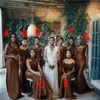 우아한 인어 신부 들러리 드레스 비치 보 호위 웨딩 파티 하녀 명예 가운 공식 컨버터블 드레스 아프리카