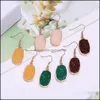 Charm Reçine Pembe Yeşil Mavi Druzy Drusy Tasarımcı Küpe Hexagon Oval Takılar Moda Sarkla Küpe Kadınlar Drop Deliv Dhseller2010 DHUG8