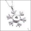 Pendant Necklaces Pendants Jewelry Fashion Snowflake Crystal Snap Button Necklace 18Mm Ginger Snaps Buttons Charms Necklac Dhw2E